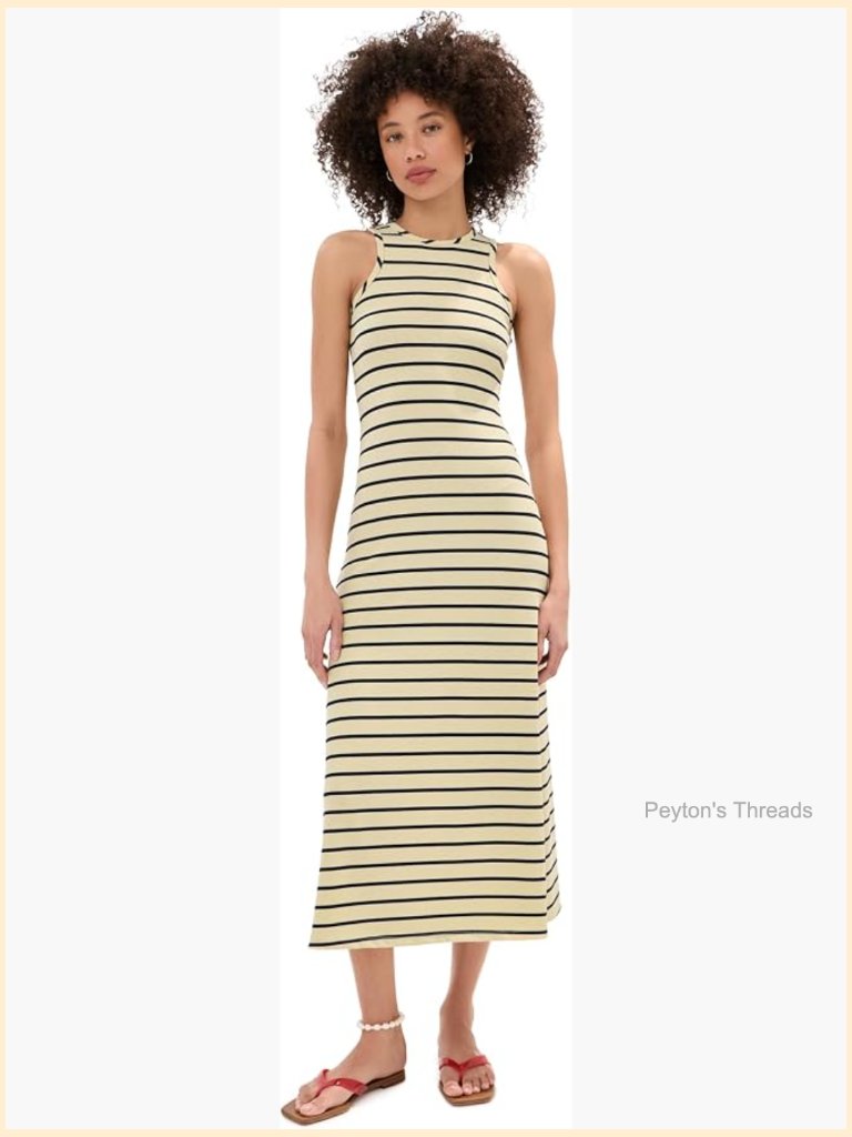 Stretch Jersey Midi A-Line Dress Sleeveless